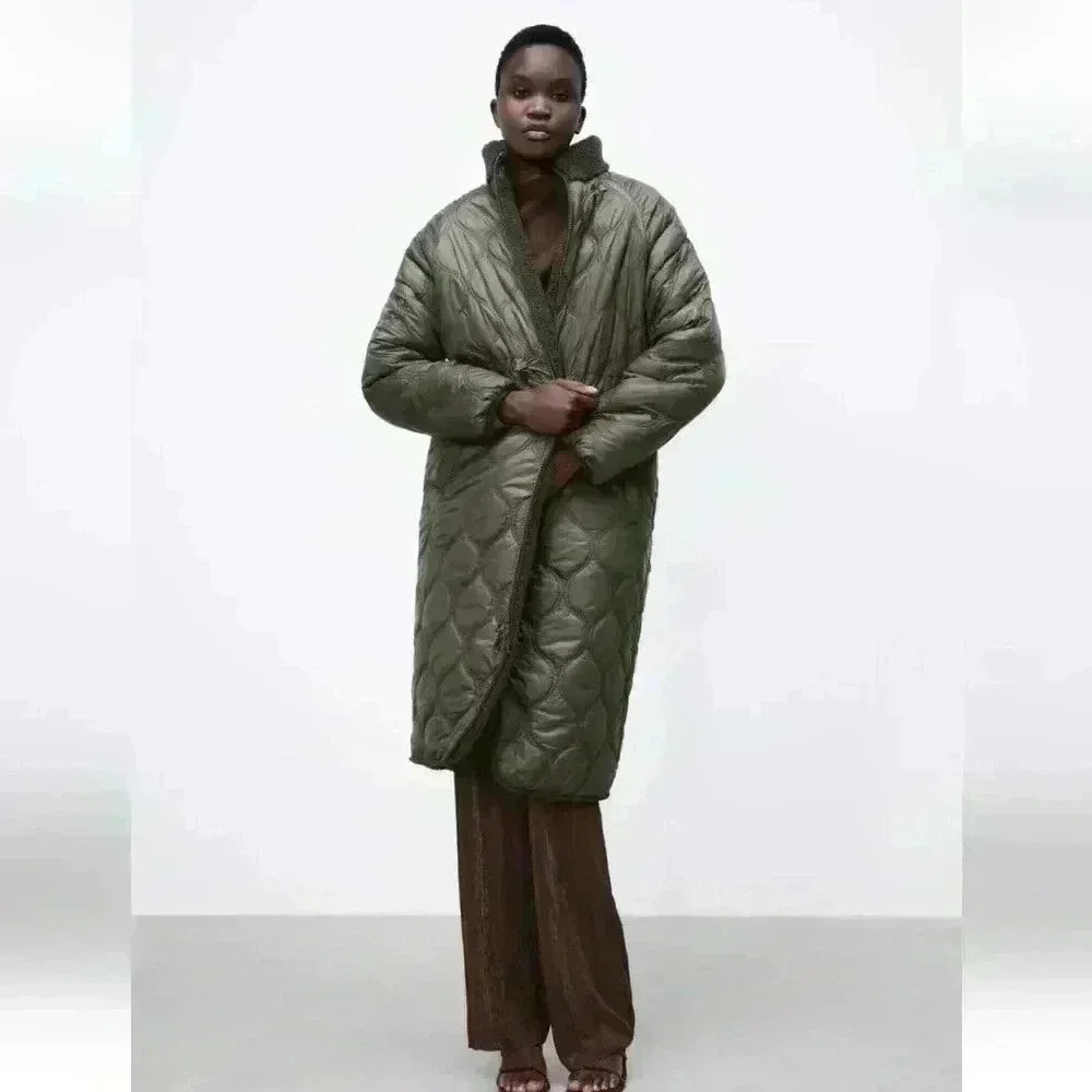 NWOT Zara Reversible Fleece Padded Parka Jacket Size XS